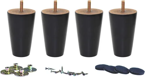 WEICHUAN Sofá redondo negro de madera maciza, sofá otomano, sofá biplaza otomana, tocador, muebles, patas de muebles de madera de repuesto (juego de