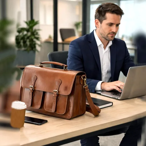 Miniatura 6 de Leather Messenger Bag For Men, Vintage Handmade Laptop Briefcase and Shoulder Bag for Men
