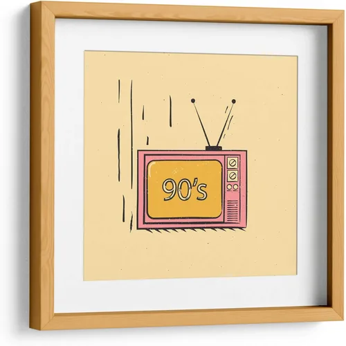 Miniatura 5 de Canvas Lab The 90's on TV by Vision Grasp Art 11 x 11 in Fine Art Framed Print, Frame Color: Black, With Mat History, Illustrations, Pop