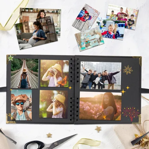 Miniatura 3 de LOYAL BOOK Álbum de recortes (8 x 8 pulgadas) Álbum de recortes 60 páginas, ideal para tus álbumes de recortes, álbumes de fotos familiares de boda