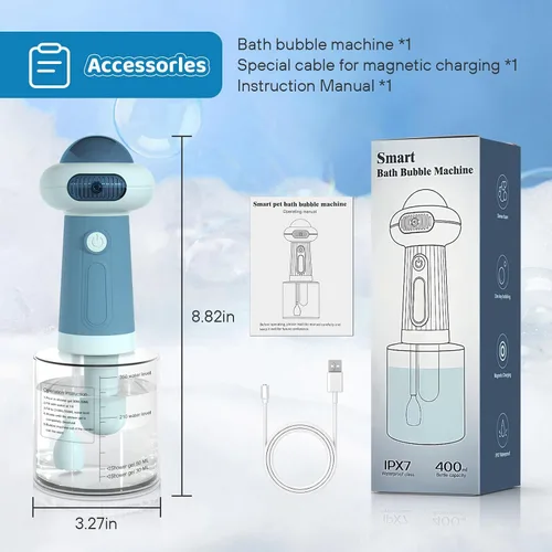 Miniatura 7 de Dispensador eléctrico de champú para perros, rociador de champú para gatos IPX7, suministros de baño para mascotas, dispensador automático de champú
