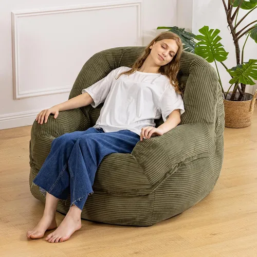 Miniatura 9 de Silla Puf Gigante con Reposabrazos - Asiento Acogedor de Gran Tamaño para Adultos, Tela de Pana y Relleno de Espuma de Alta Resistencia, Salón Ideal