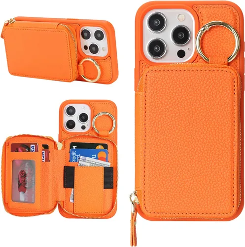 Miniatura 8 de Funda compatible con iPhone Air Wallet con tarjetero para iPhone Air, funda con cremallera y ranura para mujer, 5G de 6.5 pulgadas, color oro rosa