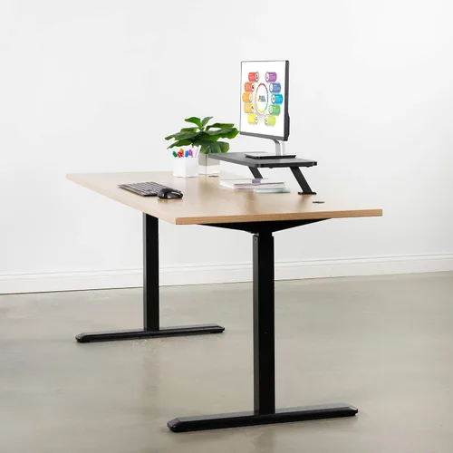 Miniatura 8 de VIVO Estante de escritorio ergonómico pequeño de 26 pulgadas, soporte elevador para monitor de computadora, organizador de escritorio con capacidad