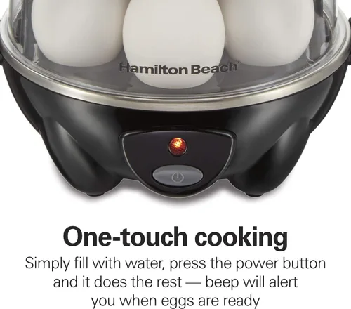 Miniatura 7 de Hamilton Beach 3-en-1 Cocedor de Huevos Eléctrico para Huevos Duros, Escalfador, Fabricante de Tortillas y Vaporizador de Vegetales, Capacidad