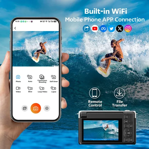Miniatura 3 de Cámara digital para fotografía, cámaras de vlogging 4K de 75 MP, cámara con zoom 16x y enfoque automático con pantalla abatible de 180° de 3