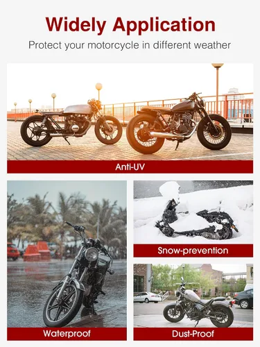 Miniatura 8 de Puroma Funda para Motocicleta de Servicio Pesado, Funda para Scooter Impermeable para Exteriores, Protección Universal de Calidad para Todas