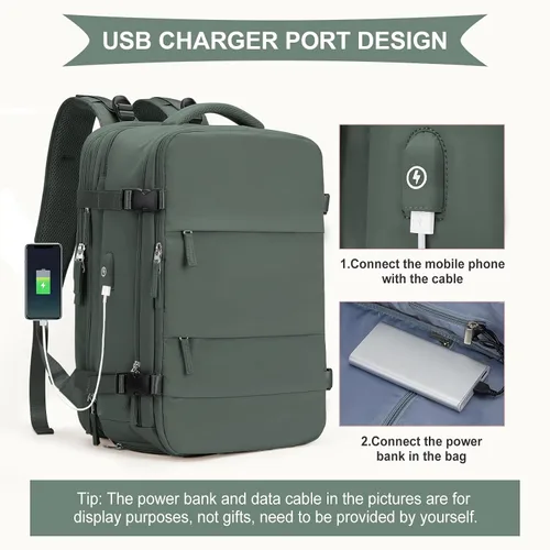 Miniatura 7 de coowoz Mochila de viaje grande para mujeres y hombres, mochila de mano, mochila de senderismo, impermeable, mochila deportiva al aire libre, mochila