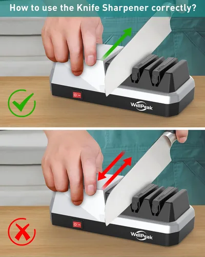 Miniatura 5 de Afilador Eléctrico de Cuchillos de 3 Etapas para Cuchillos de 18/20 Grados, Sistema de Afilado Abrasivo de Diamante para Cuchillos de Chef de Filo