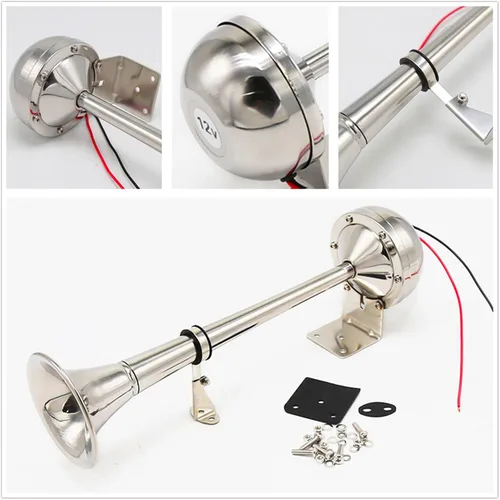 Miniatura 3 de Bocina de coche 160db barco marino potente cuerno plata 12V coche eléctrico cuerno con soporte de montaje trompeta camión cuerno v plata AI-ME202 0