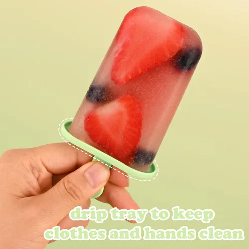 Miniatura 7 de WMKGG Juego de moldes para paletas, 6 moldes para paletas de hielo, molde de helado casero con palos, máquina para hacer paletas (verde)