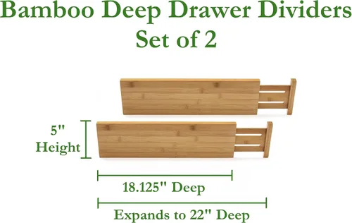 Miniatura 2 de Lipper International. Set de 2 divisores profundos de bambú para cajón de cocina., otro, Marrón, 2
