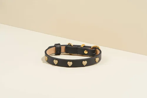 Miniatura 2 de SCAMPER & CO Collar de perro chapado en oro amarillo de 18 quilates con hebilla chapada en oro amarillo de 18 quilates, collar de perro con corazón