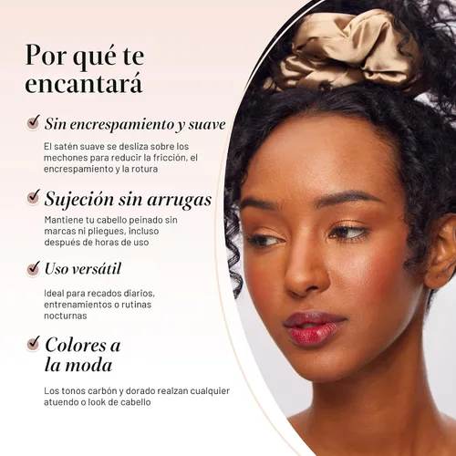 Miniatura 4 de Kitsch Coleteros de satén para mujer, sin arrugas, control de encrespamiento, más suave que la seda para todo tipo de cabello, accesorios elegantes