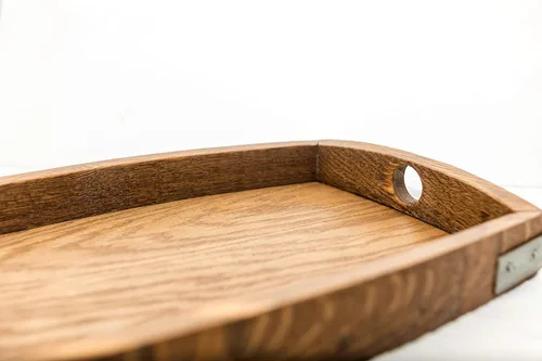 Miniatura 3 de Bandeja rectangular de madera de roble hecha de barriles de vino reciclados (bandeja grande)