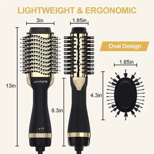 Miniatura 6 de Volumizador de cepillo secador de pelo, tecnología iónica, seguridad ALCI, cable giratorio 360, dorado