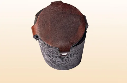 Miniatura 5 de Hulara Funda de cerveza de cuero pulido de grano completo para hombre, hebilla de cinturón de viaje de vaquero/al aire libre Marrón con lazo
