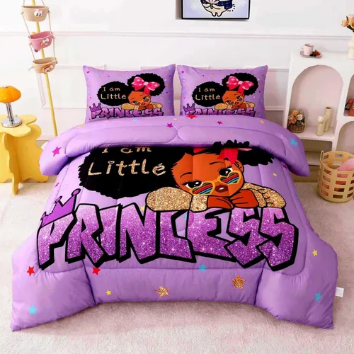 Miniatura 12 de Juegos de Edredón de Niña Negra Afroamericana Individual, Juego de Ropa de Cama Black Girl Magic, Juego de Edredón de Princesa, Juego de Cama