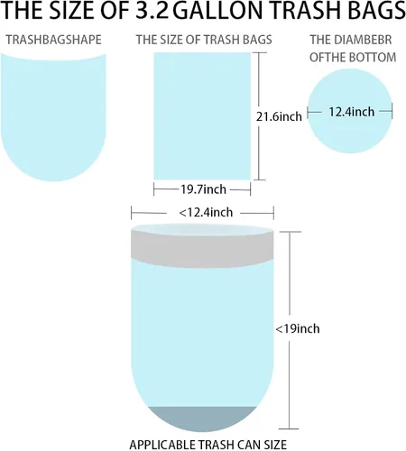 Miniatura 2 de Bolsas de basura de 3.2 galones, 100 bolsas de basura para baño, correa azul, bolsas de basura para cocina (blanco) con cordón de embalaje rápido