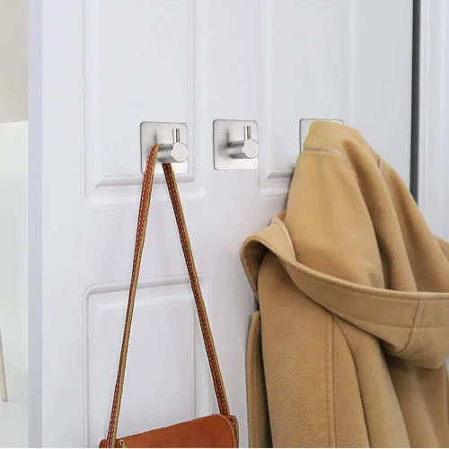 Miniatura 7 de Fotosnow Ganchos adhesivos para toallas, ganchos de pared resistentes al agua, de acero inoxidable para colgar abrigos, sombreros, toallas, colgador