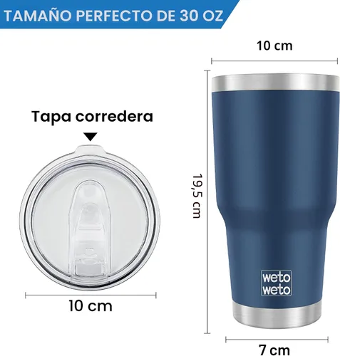 Miniatura 3 de WETOWETO - Vaso de 30 onzas con tapa, de acero inoxidable aislado al vacío, taza de viaje para agua y café con doble pared, con recubrimiento