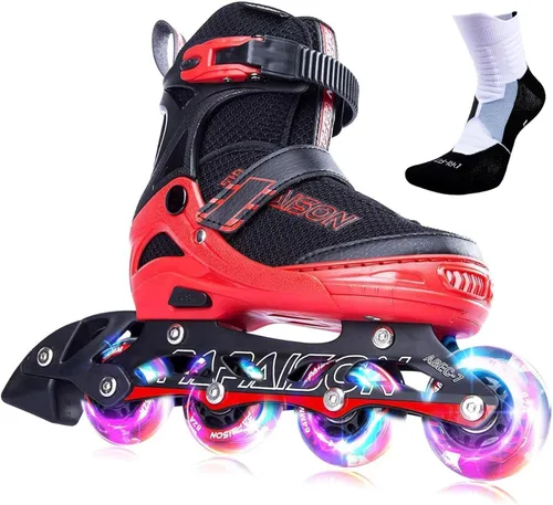 Miniatura 10 de PAPAISON Patines en línea ajustables para niños y adultos con ruedas completamente iluminadas, patines de ruedas para exteriores para niñas y niños