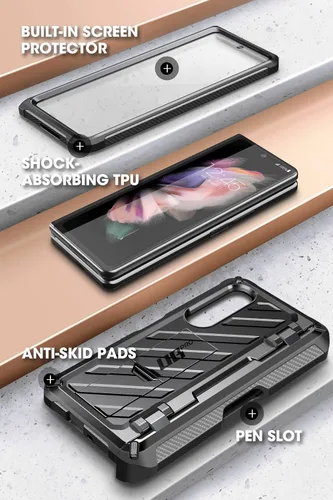 Miniatura 3 de SUPCASE Unicorn Beetle Pro Series - Funda para Samsung Galaxy Z Fold 3 5G (2021), carcasa resistente de doble capa de cuerpo completo con protector