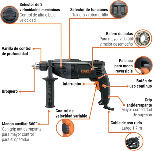 Miniatura 5 de Industrial 1/2 Rotomartillo 900 W