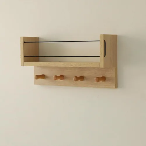 Miniatura 21 de Perchero de entrada, ganchos para abrigos, gancho de madera montado en la pared, los estantes montados en la pared son muy adecuados