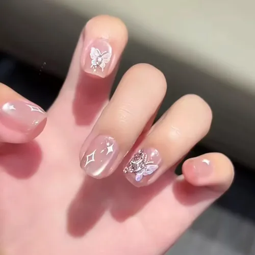 Miniatura 34 de LIGHT RAIN - Uñas a presión medianas con diseño de galaxia Andromeda, de lujo, reutilizables, de siete capas, con acabado UV, uñas postizas hechas a