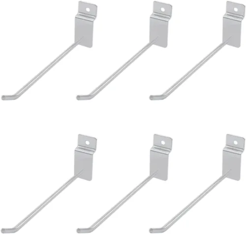Miniatura 14 de Paquete de 6 ganchos Slatwall, ganchos resistentes para uso general, rejilla de metal de grado comercial, surtido de estanterías de almacenamiento