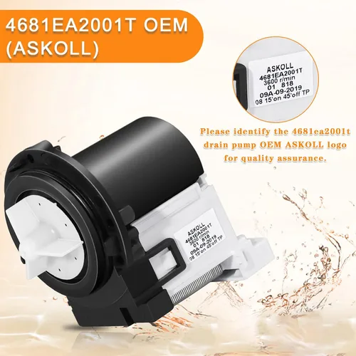 Miniatura 2 de Motor de bomba de drenaje de lavadora 4681EA2001T WM8000HVA WM8100HVA WM2077CW WM3260 WM3370HWA OEM para lavadoras LG y Kenmore WM3170CW WM2101HW