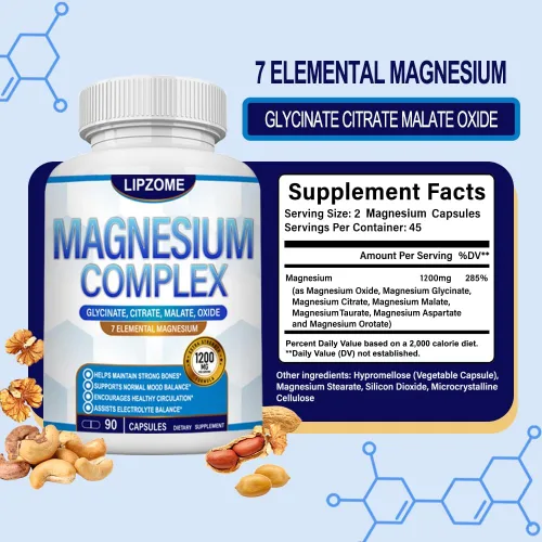 Miniatura 3 de Suplemento Complejo de Magnesio 1200mg - Mezcla avanzada de magnesio 7 en 1 - Glicinato, Citrato, Malato, Taurato, Óxido, Aspartato, Orotato