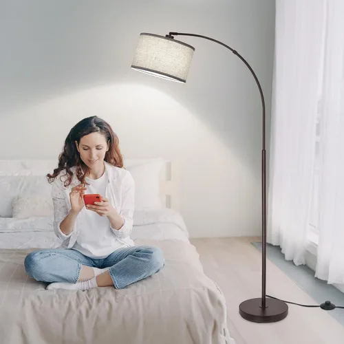 Miniatura 6 de Lámpara de pie para sala de estar, lámpara de pie de arco con cabezal de lámpara ajustable, lámpara de pie de poste alto con interruptor de pedal