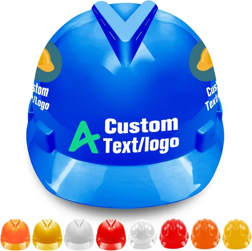 Cascos de seguridad personalizados para hombres, casco de construcción de logotipo personalizado Azul