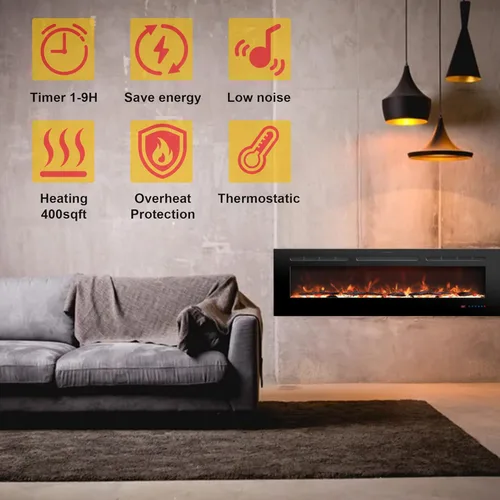 Miniatura 6 de Insertos de chimenea eléctrica de 30 pulgadas, calentador de chimenea empotrado y montado en la pared para uso en interiores con control remoto, 13