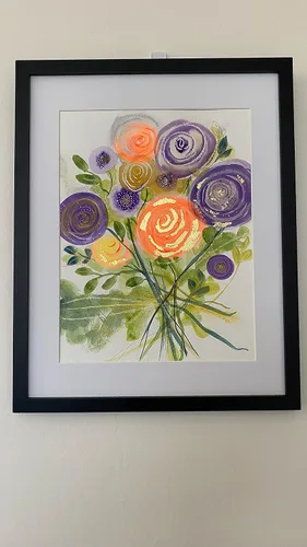 Miniatura 3 de Flores pintadas sobre cartulina de acuarela. Decoración de hogar en general: sala, habitación bebé, estar, oficina entre otros. Nos da paz y armonía