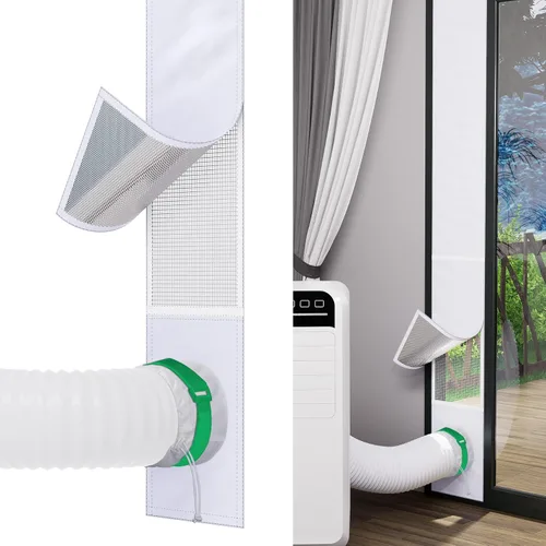 GCGOODS Kit de ventilación de puerta de CA con protector de hojas de malla para aire acondicionado portátil, kit de sellado de ventana con