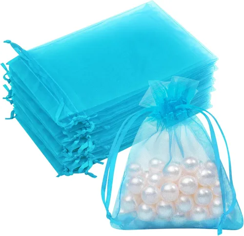 Miniatura 44 de Bolsas de organza de 3x4 pulgadas, 50 paquetes de pequeñas bolsas de regalo de malla con cordón, bolsas de muestra para fiesta, boda, baby shower