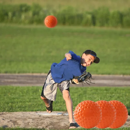 Miniatura 3 de Pelotas de béisbol 12 unidades de pelotas de béisbol con hoyuelos, máquina de lanzar pelotas de béisbol de 9 pulgadas para coordinación mano-ojo