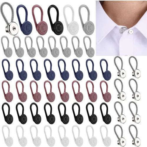 Miniatura 8 de WILLBOND 24 extensores de cuello para camisas de hombre, botón elástico para alivio del cuello, extensor ajustado para camisas de vestir, pantalones