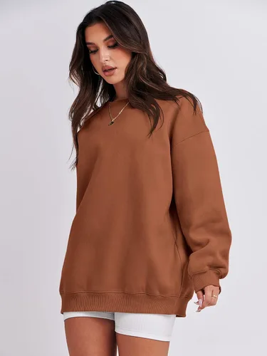 Miniatura 3 de ANRABESS Sudaderas de gran tamaño con capucha para mujer, cuello redondo, sin botones, ropa casual de otoño, ropa de preparación, adolescentes
