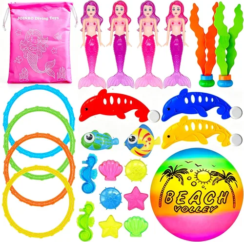 Miniatura 6 de 18 piezas de juguetes de buceo para piscina para niños de 3 a 12 años con bolsa de almacenamiento, juegos de piscina de verano, juguetes de sirena