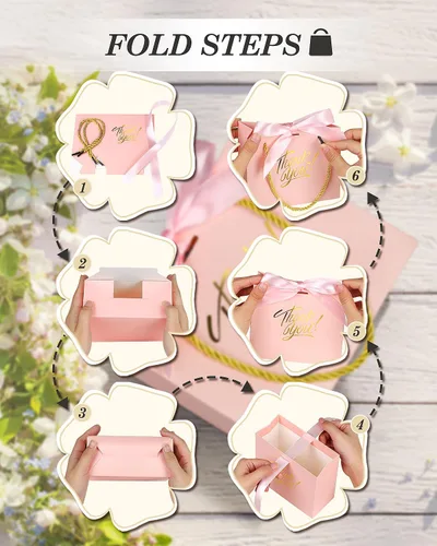 Miniatura 4 de EQOREIIN 30 bolsas de regalo de agradecimiento pequeñas con asas 5.5 x 2.4 x 4.7 pulgadas Mini bolsas de regalo rosas con lazo de cinta Bolsas