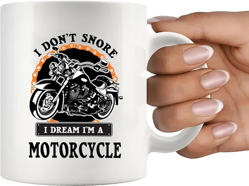 Miniatura 7 de Panvola Taza de café de cerámica con texto en inglés "I Don't Snore I Dream I'm A Motorcycle Gifts For Biker Rider Motor Bike Lover For Dad Uncle