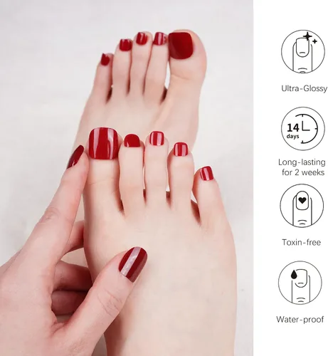 Miniatura 5 de DANNI & TONI Tiras de gel semicuradas para uñas de los pies, color burdeos (Garnet Gaze) Ojo de Gato, Calcomanías de uñas de gel Pedi Wraps 37