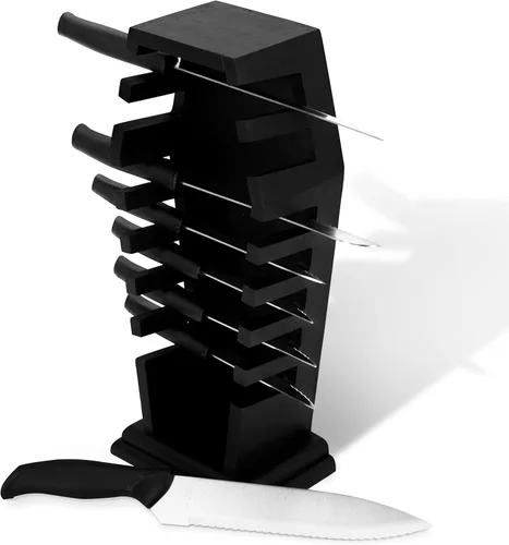 Potted Pans Soporte gótico para cuchillos de cocina – espeluznante 7 hojas gótico decoración de cocina – Cosas góticas de madera ataúd Halloween