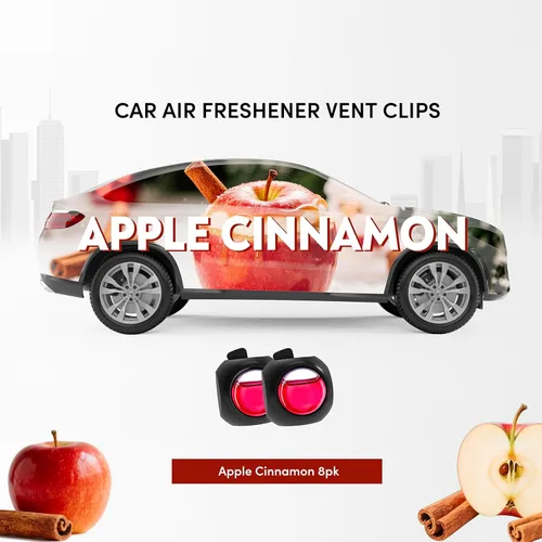 Miniatura 3 de Clips ambientadores para ventilación de automóvil, paquete de 8, proporciona aroma duradero, hasta 240 días, eliminador de olores (manzana y canela)