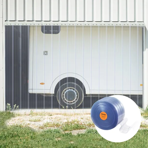 Miniatura 9 de VEVOR Cortina de puerta de tiras, 150 pies de largo x 8 pulgadas de ancho, rollo a granel, tiras de cortina para refrigerador de congelador