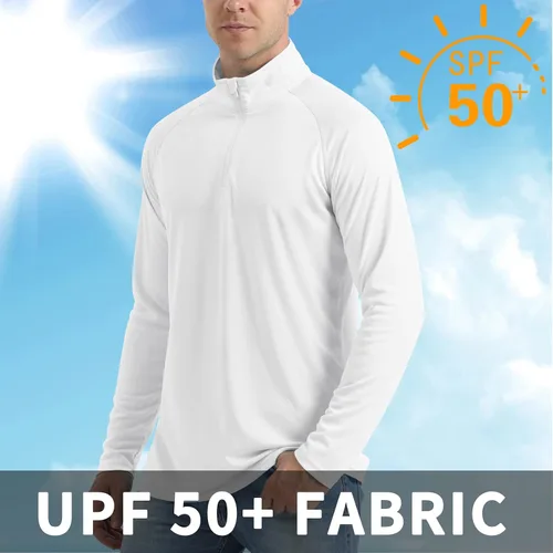 Miniatura 4 de CRYSULLY Camisas de pesca para hombre con protección solar UPF 50+ de manga larga y cremallera de 14